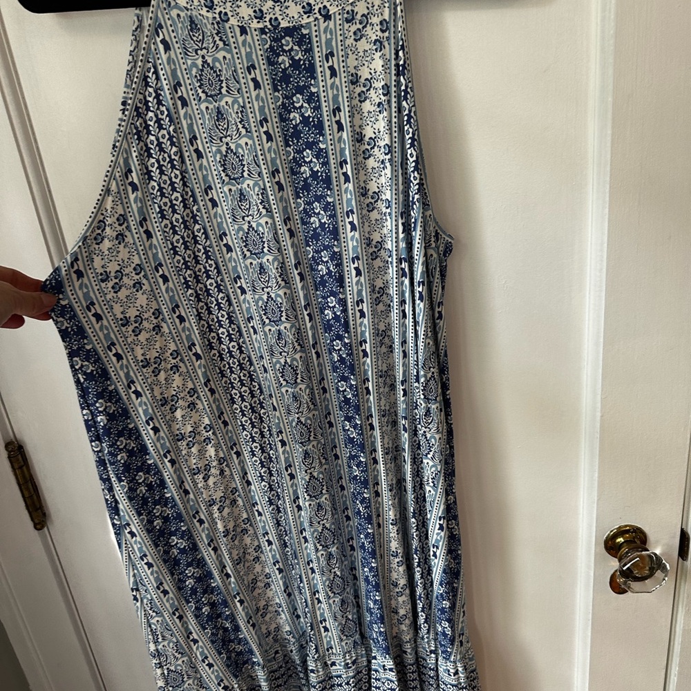 LOFT Blue Floral Dress halter flounce dress
